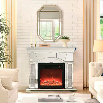 Dome Door Acrylic Mirror Fireplace Cabinet, TV Fireplace Cabinet