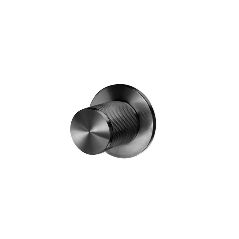 Cylindrical Knob with Round Rosette, Gun Metal