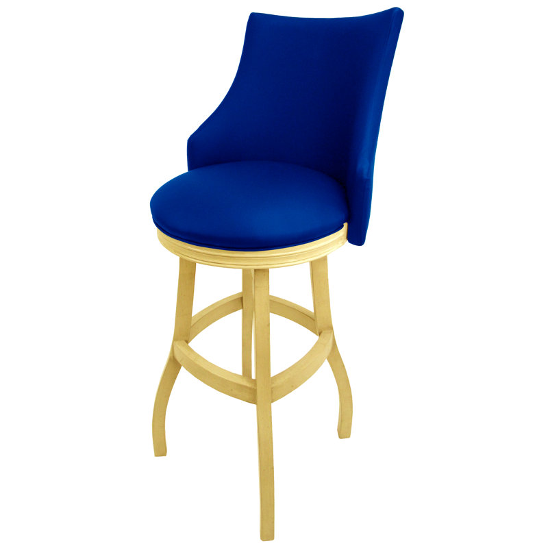Tabouret pivotant en bois Ridfortore, Beige, Bleu Duc, Tabouret de bar (hauteur du siège 34 po)
