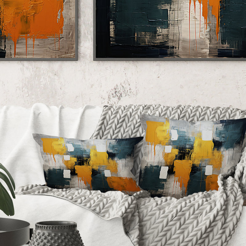Coussin Bliss Of Happiness en jaune et bleu VI - Abstract Collages
