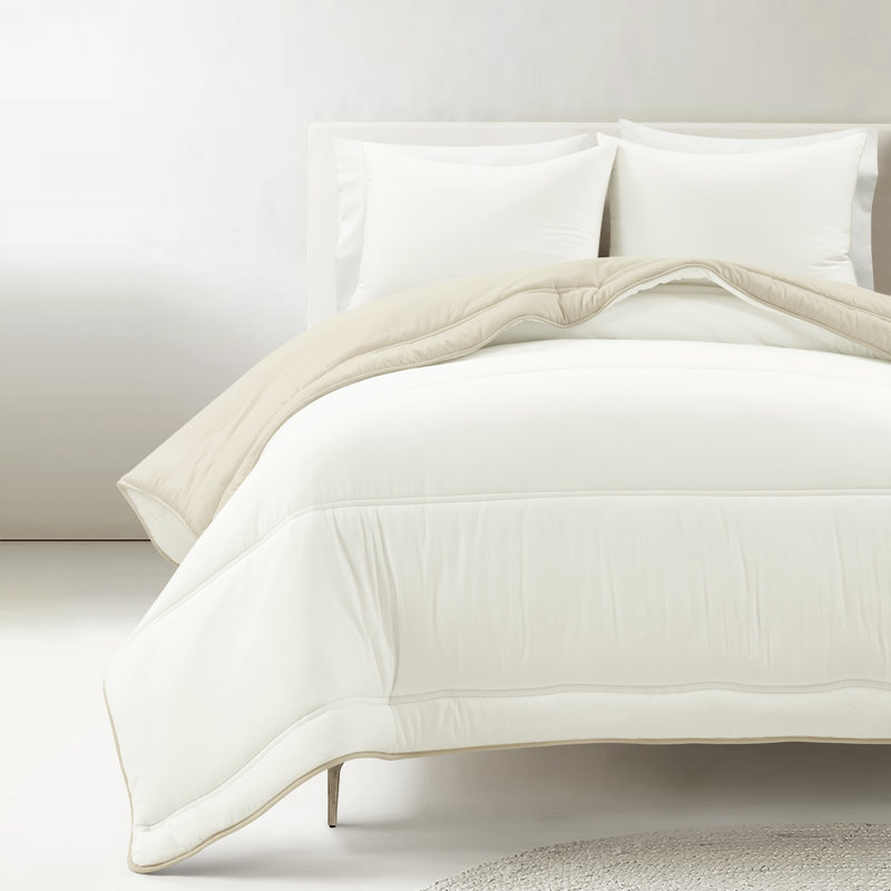 Oslo Soft Reversible Quilted Comforter Set, Queen Comforter + 2 Standard Shams, White