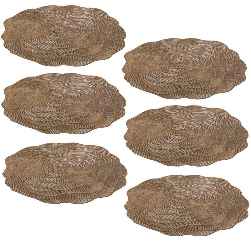 Essendon No Pattern Placemat And Coaster Set, Rose Gold