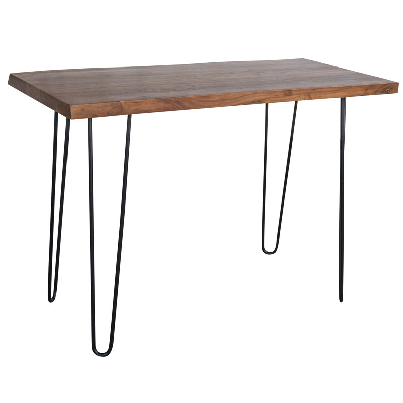 Solid Wood Top Metal Base Writing Desk