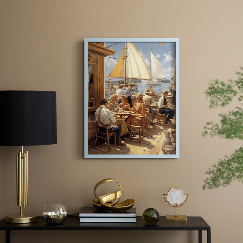 NAUTICAL Series DCxxV, reproduction encadrée - bois massif, Bleu, H 21 po x l 17 po