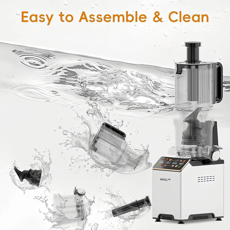 WhallPro Cold Press Juicer Machine with Touchscreen, Slow Masticating Machines with 4.5" Extra Large Feed Chute, Reverse Function, Soft & Hard Models
