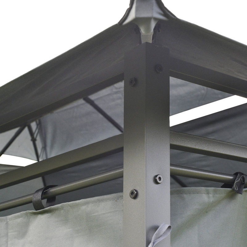 Pavillon de jardin spacieux de 10 pi x 13 pi pour jardin - auvent avec rideaux, toit ventilé, structure en acier sauge gris