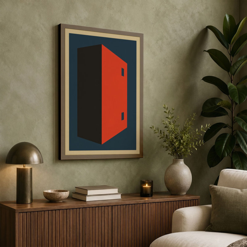 Geometric Block Industrial - Wrapped Canvas, 18x12 - 45.7 x 30.5 cm, Sage Border