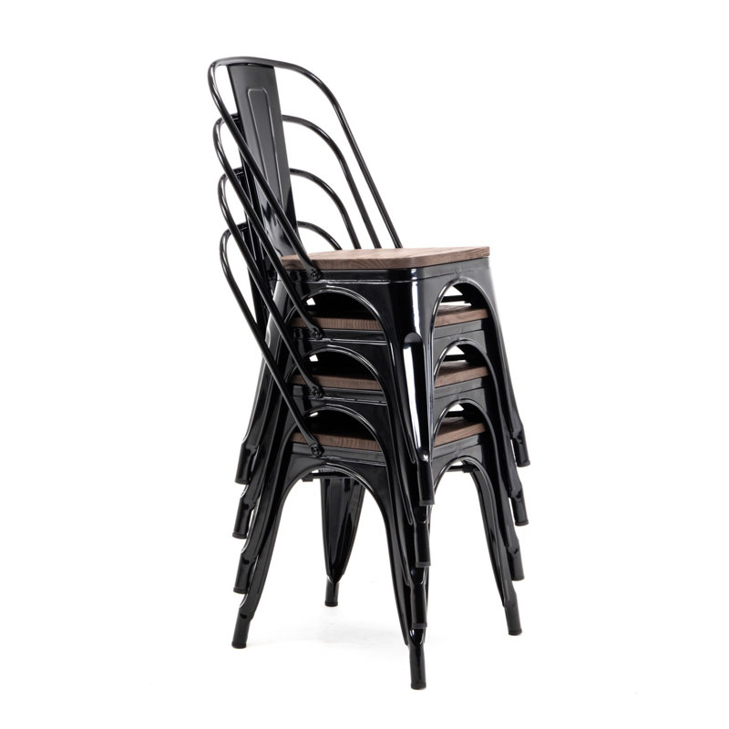 Chaise d'appoint empilable en métal H 33,5 po Linzy, Noir