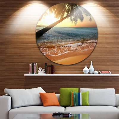 « magnifique coucher de soleil sur la plage tropicale », reproduction de photo sur métal