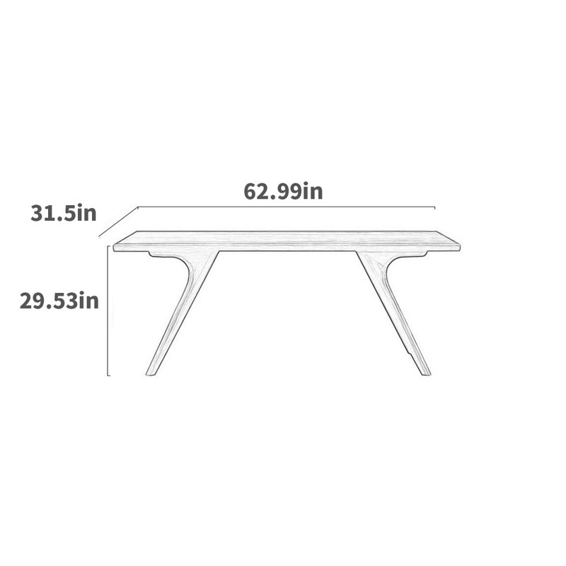 Walnut Solid Wood Dining Table, 29.53" H x 62.99" L x 31.5" W