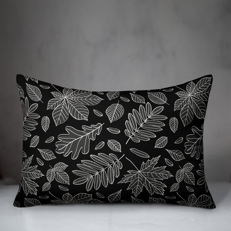Floral Outdoor Reversible Throw Pillow, Black, 18"H x 25"W