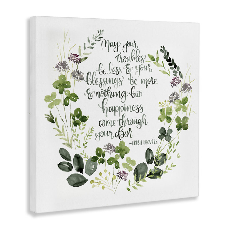 Troubles Be Less Irish Proverbs Wildflower Wreath by Jennifer Paxton Parker - Graphic Art, 30" H x 30" W