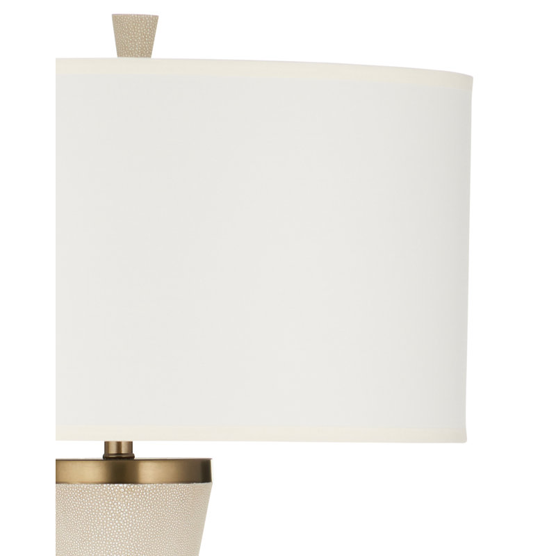 Galuchat LED Floor Lamp, Ivory Faux Shagreen, Brass