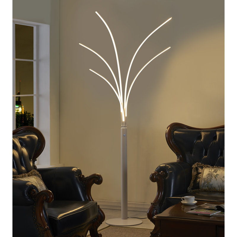 Petit 94'' LED Tree Floor Lamp with USB, Matt White