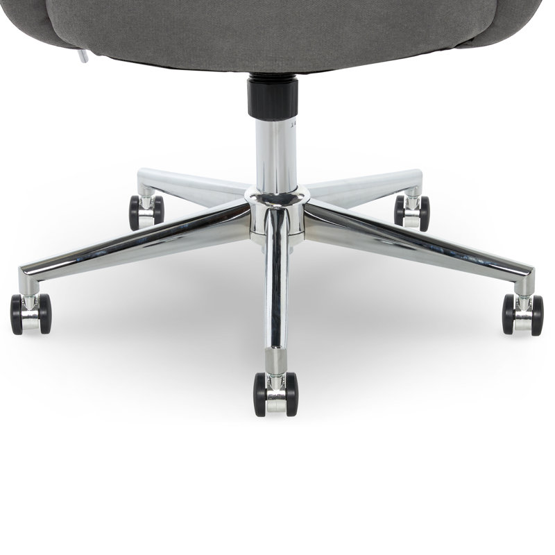 Gray Fabric Swivel Home Office Chair with Chrome Accents