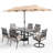 6 - Person Outdoor Dining Set with Umbrella Featuring 2 Swivel Chairs-944119336