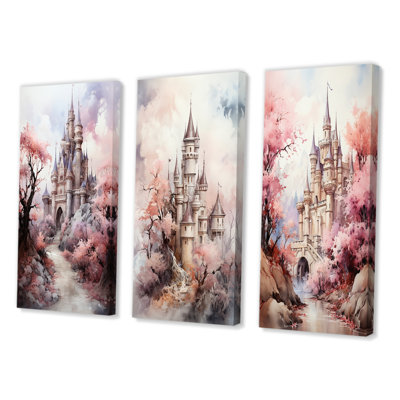 «Castles Pastel Dreams II», 3 pièces sur toile
