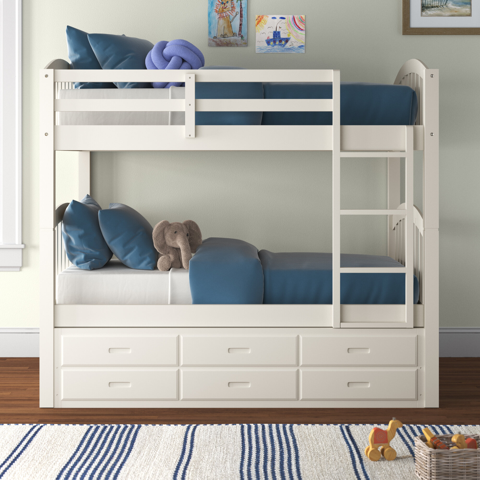 Harriet Bee Baczanski Kids Twin Over Twin Bunk Bed with Trundle with  Drawers & Reviews | Wayfair