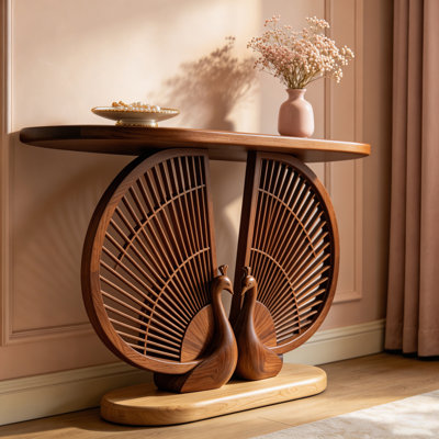 Medieval style solid wood console table