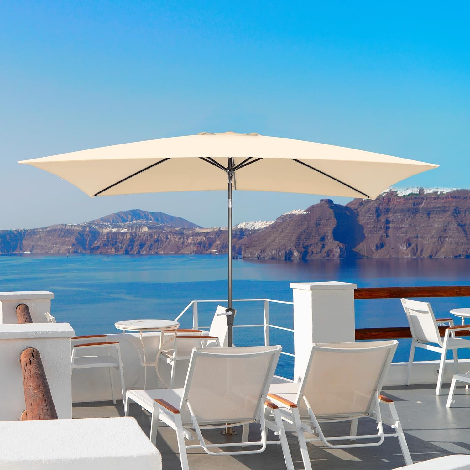 Arlmont & Co. 6.6x10 ft Rectangular Patio Umbrella Outdoor Patio Table ...