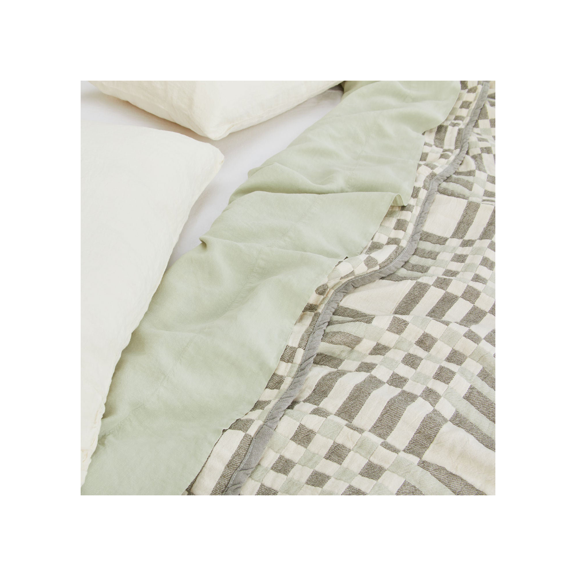Simple Plaid Cotton Jacquard Throw Blanket, Olive/Sage, King
