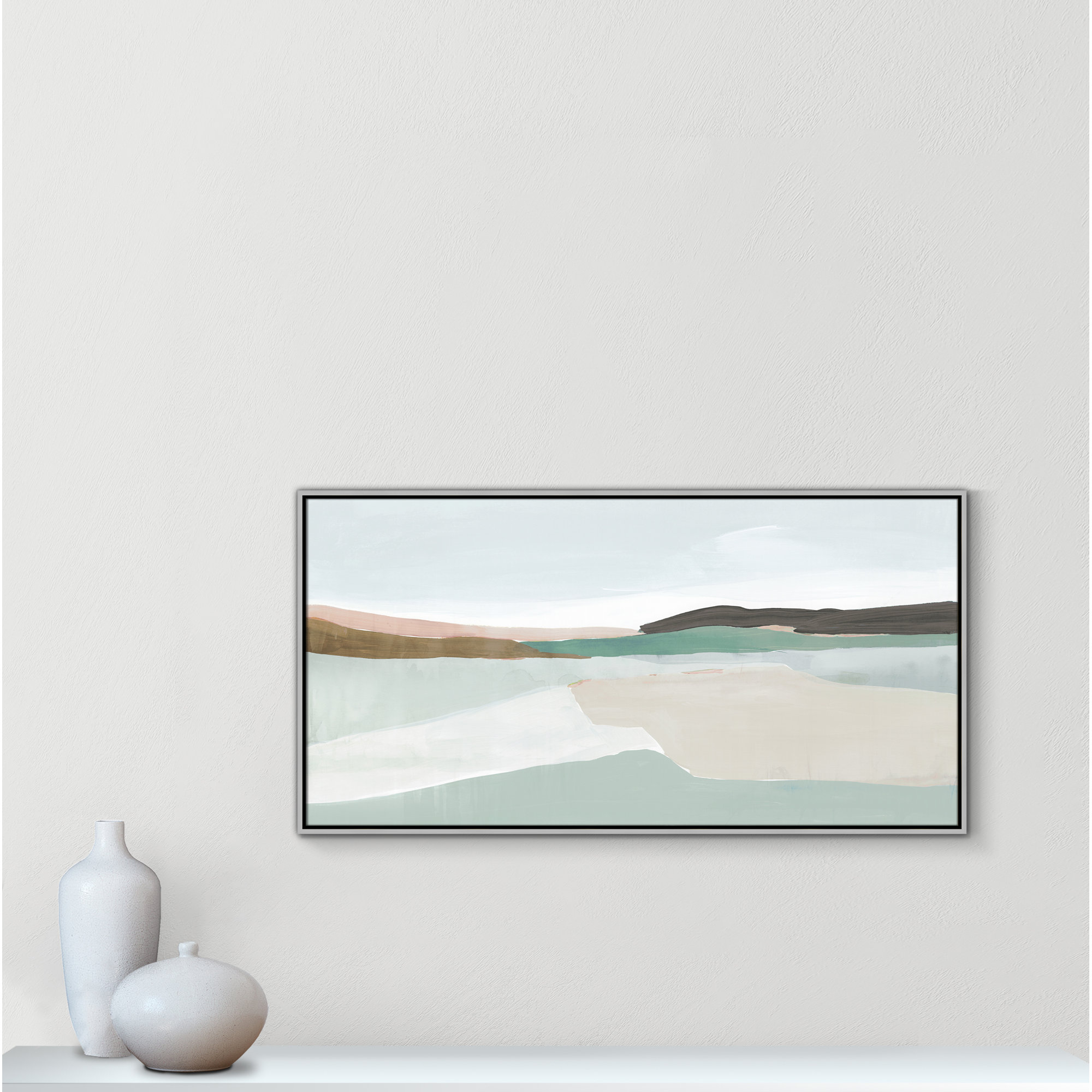 Sole of the Land I Floater Frame Painting, Silver, 25.5" H x 49.5" W