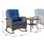 Chaises berçantes en rotin avec coussins et table d'appoint Aluel-88582367