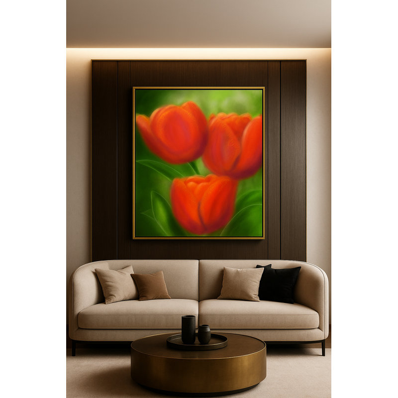 Scarlet Whisper Framed Canvas Wall Art by Kasian Art Studio - White Frame, White