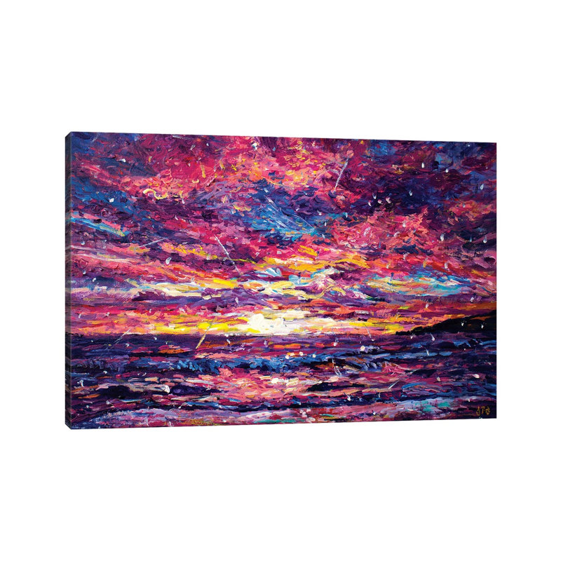 Santa Monica Sunset by Jeff Johnson - Wrapped Canvas Print, 20.32 cm H x 30.48 cm W