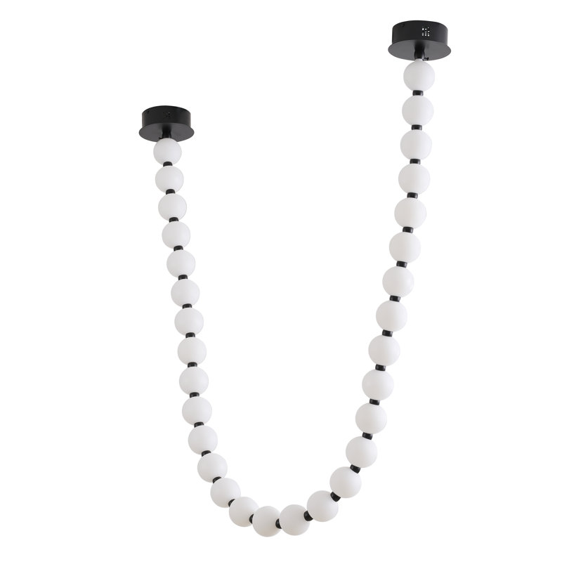 Lustre moderne à perles 30 lumières DEL, Noir satiné