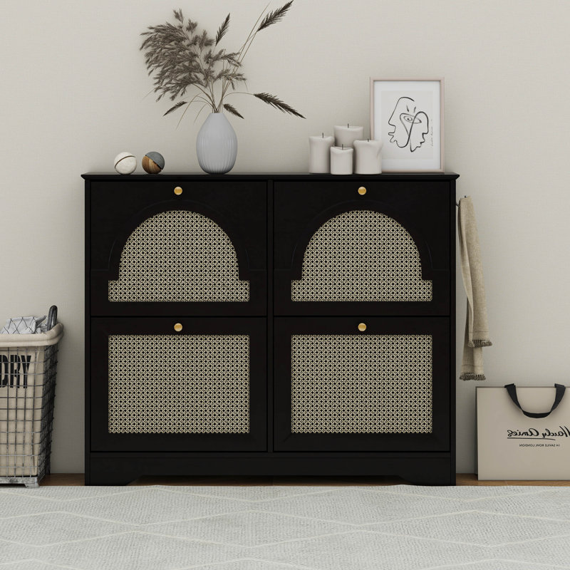 Armoire à chaussures Mid-Century, Noir