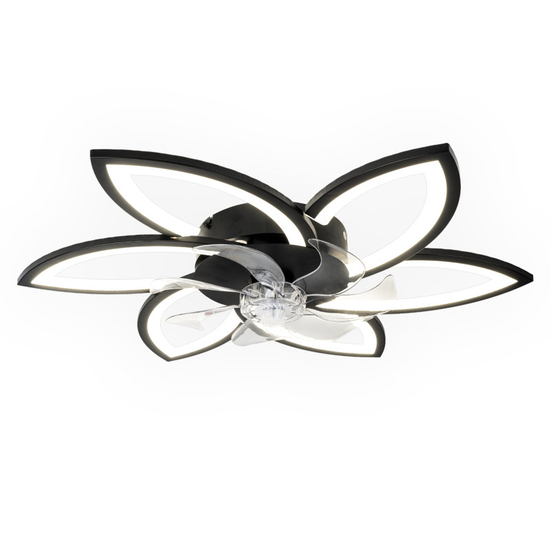Acea 29.53'' 7 Blade Ceiling Fan with LED Lights，Indoor Remote Control Ceiling Fans With Lights, Black