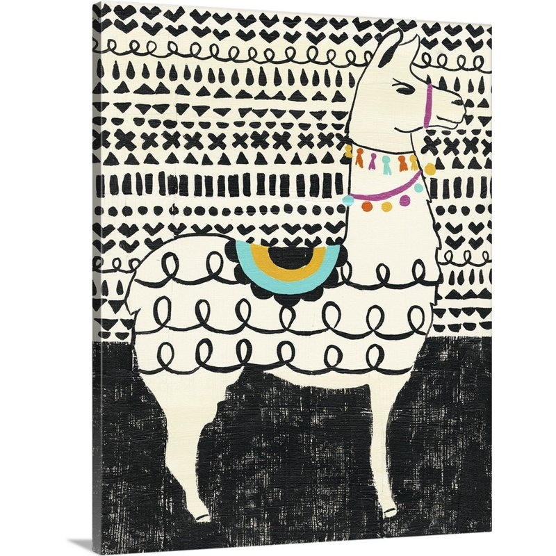 Art sur toile llama party i Shurtleff, Toile tendue, H 30 po x l 24 po x P 1,25 po
