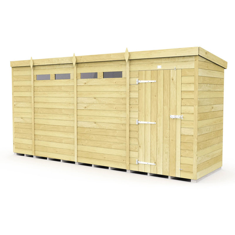 14ft x 4ft Pent Security Shed - Single Door