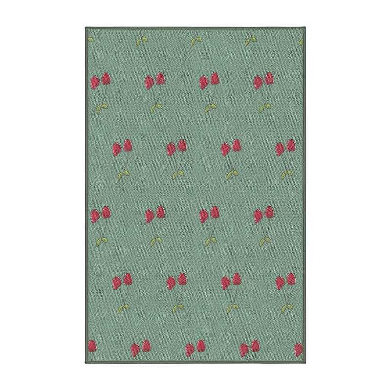 Tapis vert / rose à motifs, Rectangle 8' x 12'