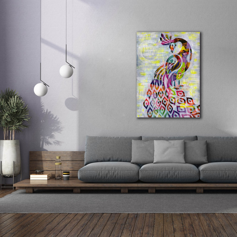 «Peacock» par Artpoptart, art mural sur toile, H 54 po x l 40 po x P 1,5 po
