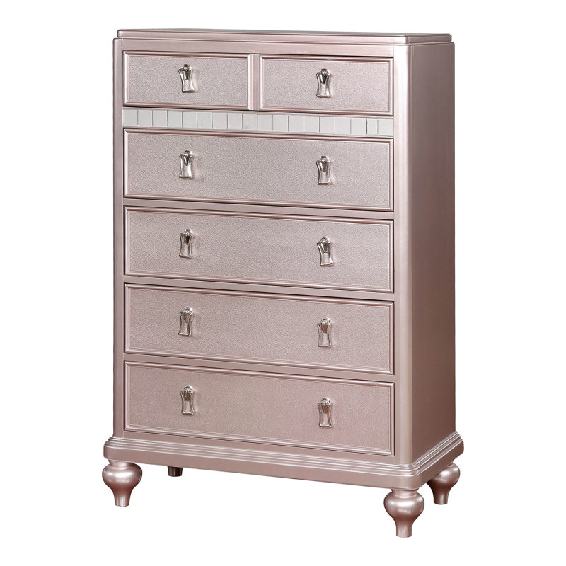Annistyn 36'' W 5 - Drawer Dresser, Rose Gold