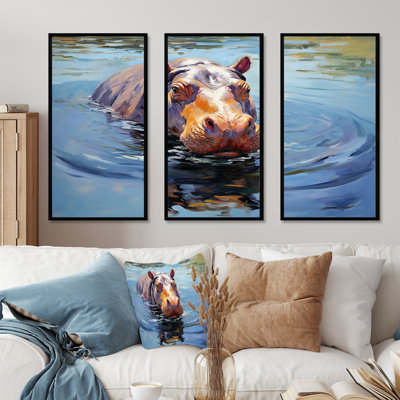Curious Water Hippo - Hippopotamus Wall Art