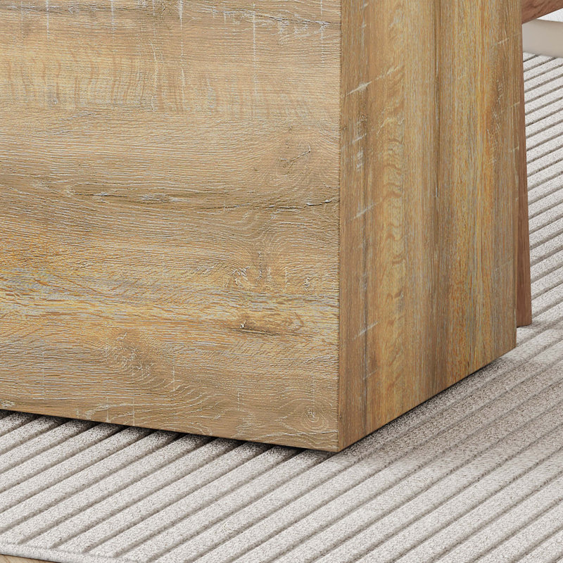 This Square Modern MDF Coffee Table That Showcases Smooth, Texture Patterns, Light Wood, Light Wood