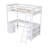 Full Size Loft Bed with U-shaped Desk, Drawers and Storage Shelves,-114670671-112681432