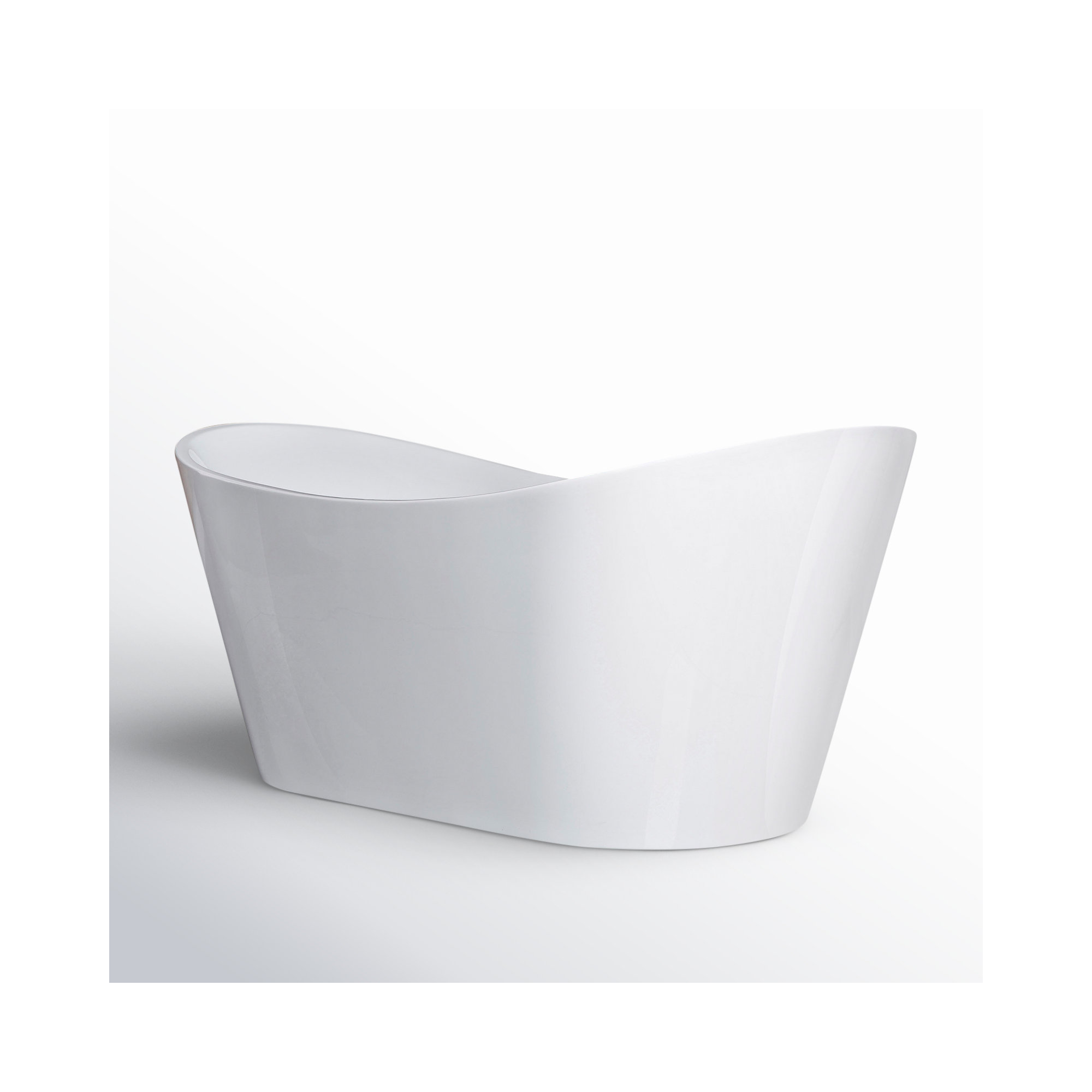 67'' x 32'' Freestanding Soaking Acrylic Bathtub, Chrome, White