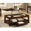 Table basse contemporaine à plateau relevable avec tiroir et tablette en bois de cerisier foncé 1 pièce