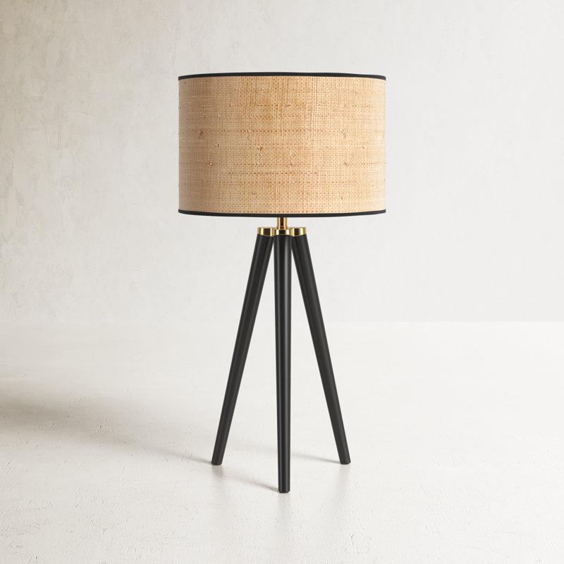 Kisa Wood Tripod Lamp, Black, Black