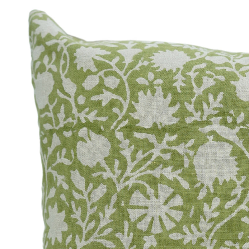 Housse de coussin Fabcline, H 20 po x l 12 po, Motif floral vert, Forme rectangulaire
