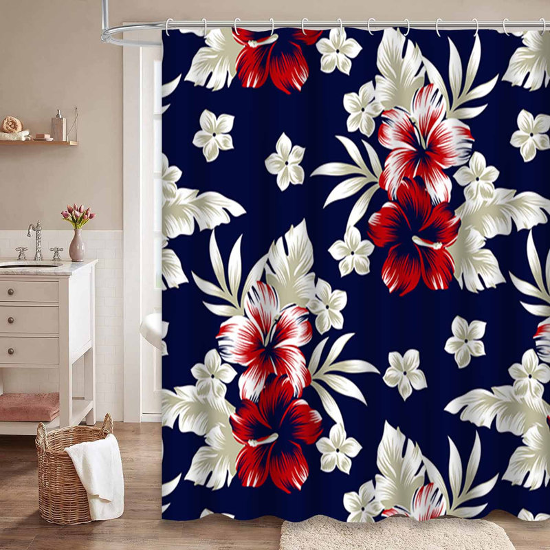 Rideau de douche imperméable hibiscus Hawaiian, L 72 po x l 84 po