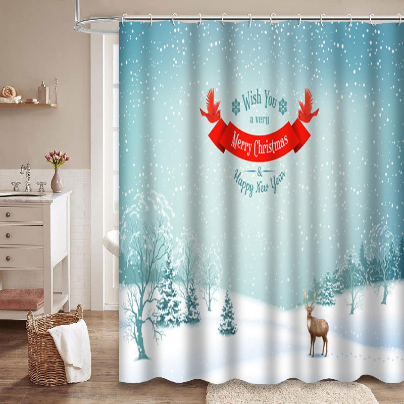 Rideau de douche Winter Snow Deer Christmas, L 72 po x l 78 po