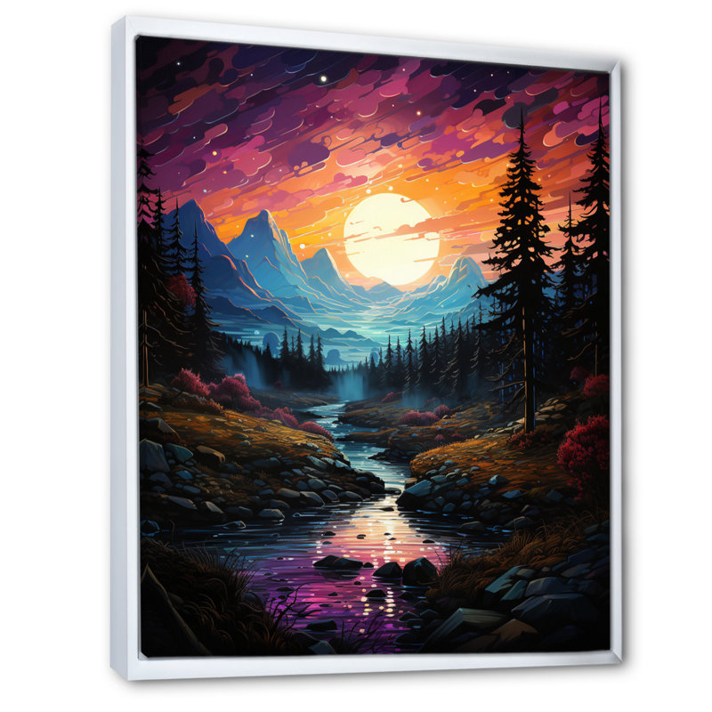 «Astrology Aurora Symphony II», art mural sur toile, H 32 po x l 16 po x P 1 po, Cadre flottant blanc