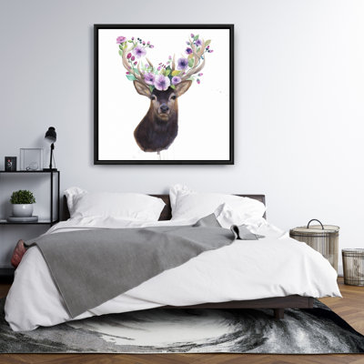 " Roe Deer Head With Flowers "