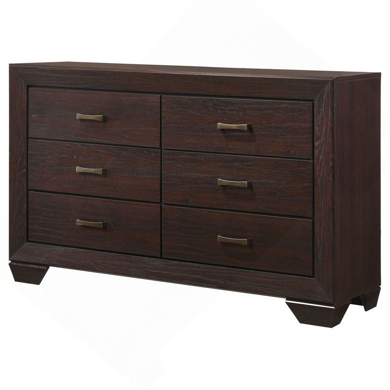Commode de rangement Mid-Century à 6 tiroirs, Marron foncé