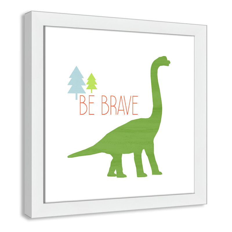 Dino Brave 1 ', art encadré, H 16 po x l 16 po x P 0,6 po, Encadré plat blanc